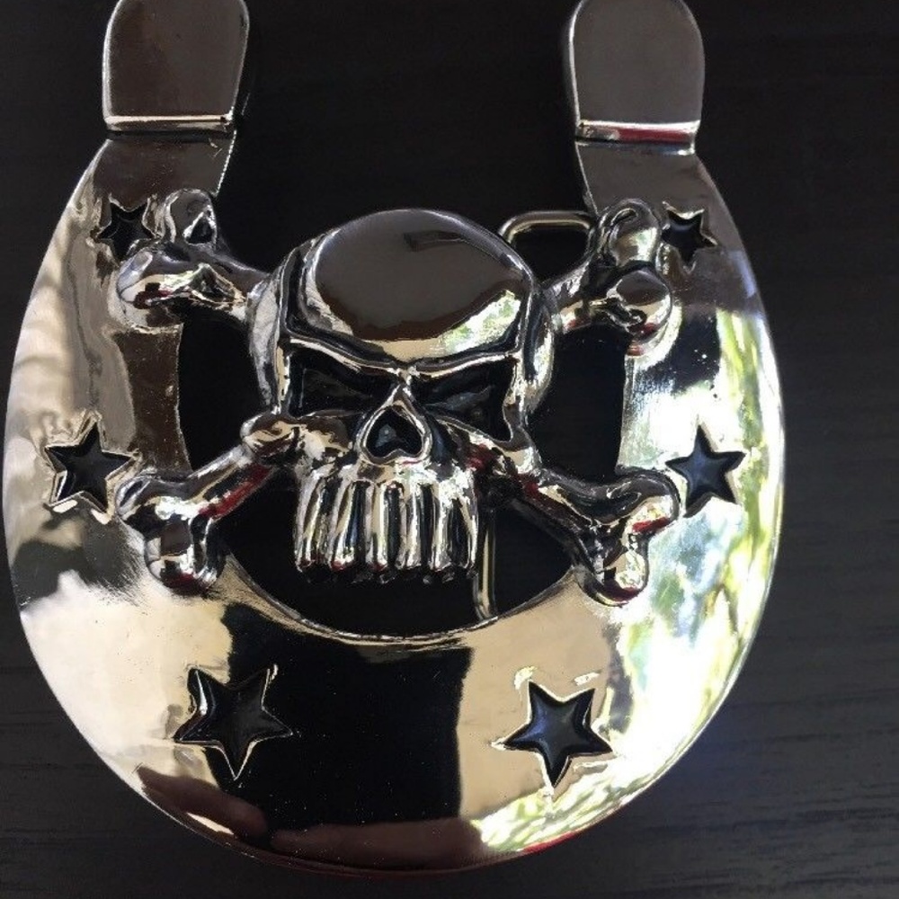 SKULL BELT BUCKLE COWBOY MEN WOMEN - Picture 3 of 4